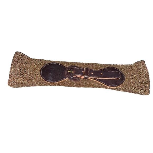 Ann Taylor Loft Vintage Leather & Lurex Mesh Waist Belt - Picture 1 of 15